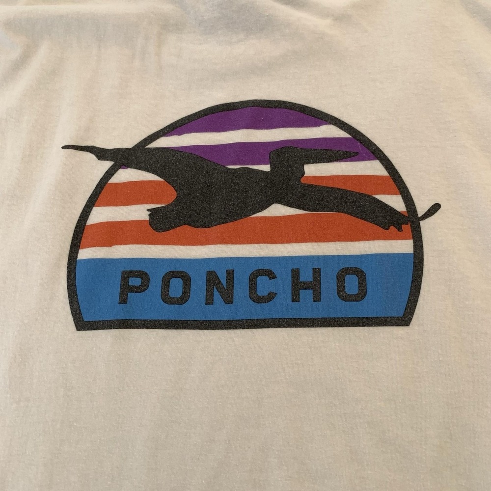 Poncho Gildan Shirt Mens XL White Crewneck Logo Back Graphic Tee T-Shirt - Picture 6 of 8